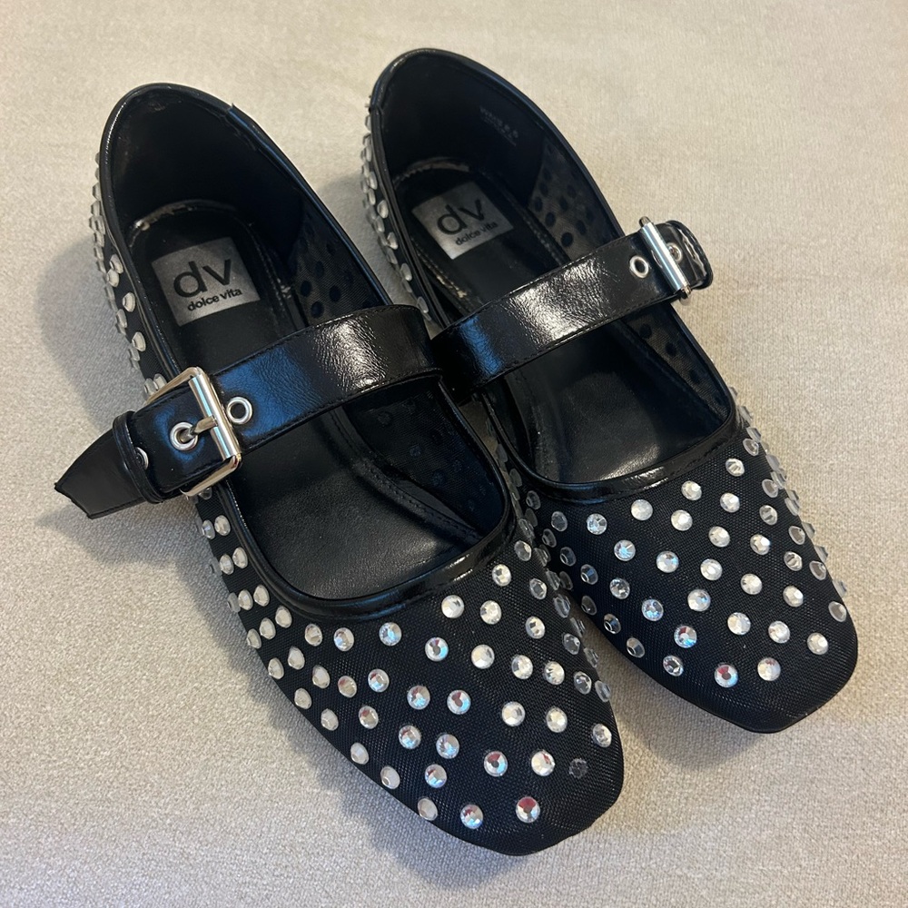 DV by Dolce Vita Kids Black and Silver Studded Dress Shoes